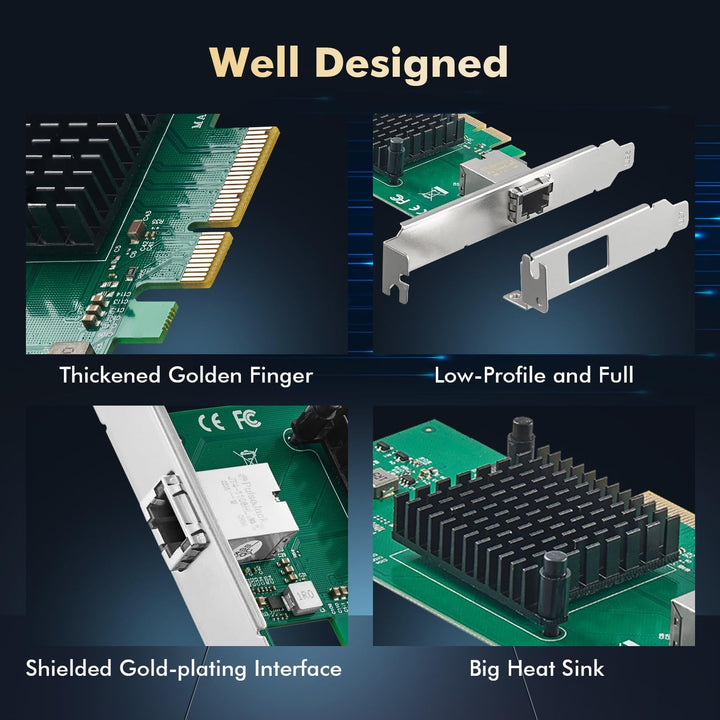Binardat 10G Ethernet PCIe Netzwerk Adapter, AQUANTIA AQC107 Chip LAN Controller, 10G/5G/2.5G/1G/100