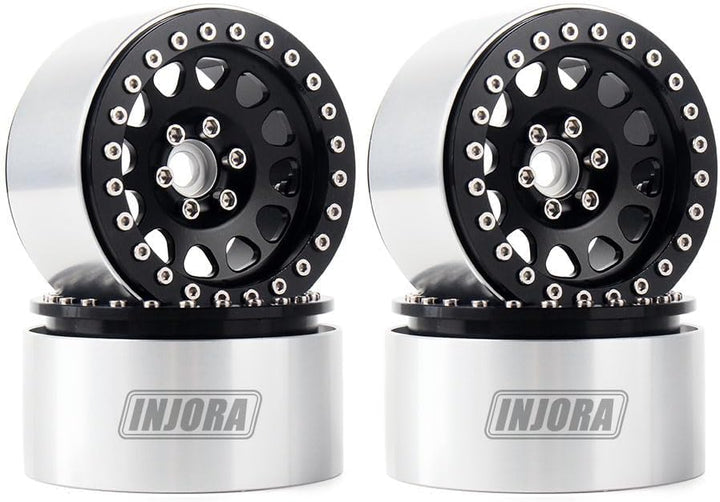 INJORA 4 Stücke 2,2 Beadlock Felgen Metall Räder Felge Set für 1:10 RC Rock Crawler Axial SCX10 RR10