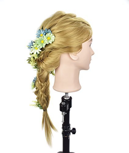 Trainingskopf für Frisöre, 68,5 cm, Mannequin zum frisieren, mit synthetischem Haar und Tischklemme