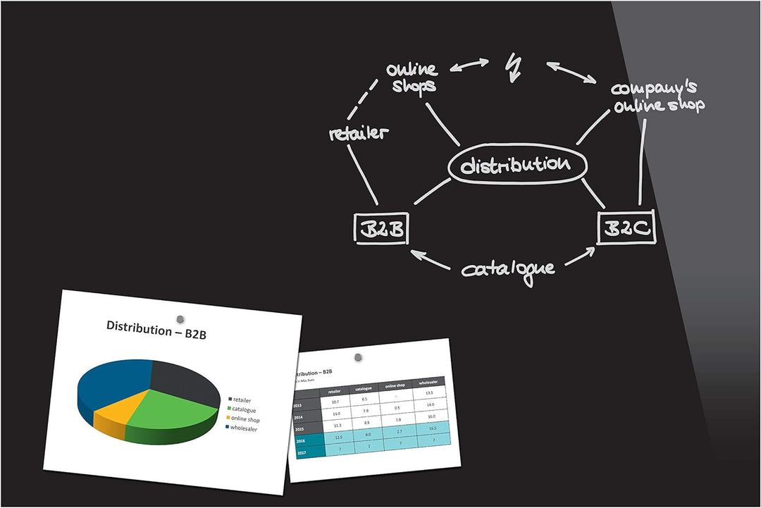 Be!Board B1301 Grosse Glas-Magnettafel / Whiteboard schwarz, 90 x 60 cm Schwarz 90 x 60 cm, Schwarz