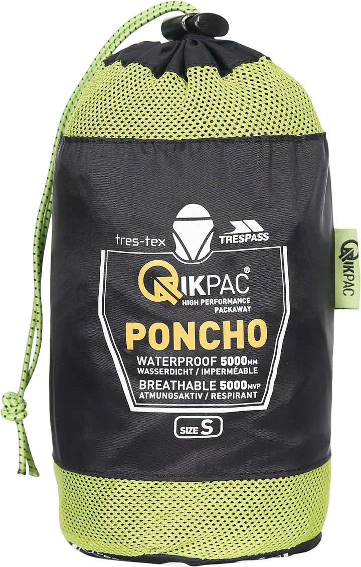 Trespass Kompakt Zusammenrollbarer Qikpac Poncho S Schwarz, S Schwarz