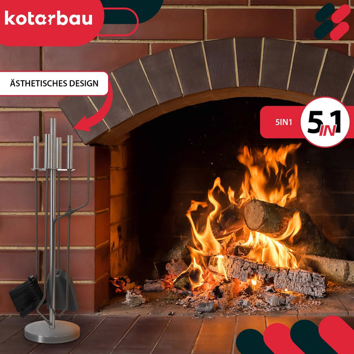 KOTARBAU® 5tlg. Edelstahl Kamingarnitur Kaminofen Besteck