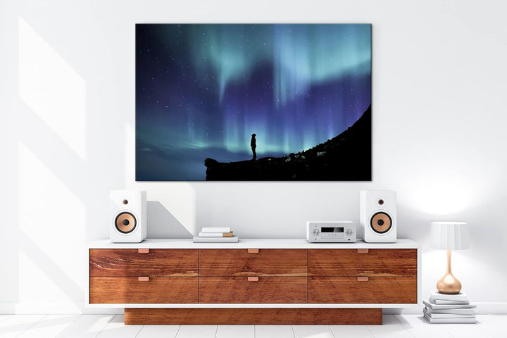 deyoli sagenhafte Polarlichter Format: 60x40 cm als Leinwandbild, Motiv fertig gerahmt auf Echtholzr