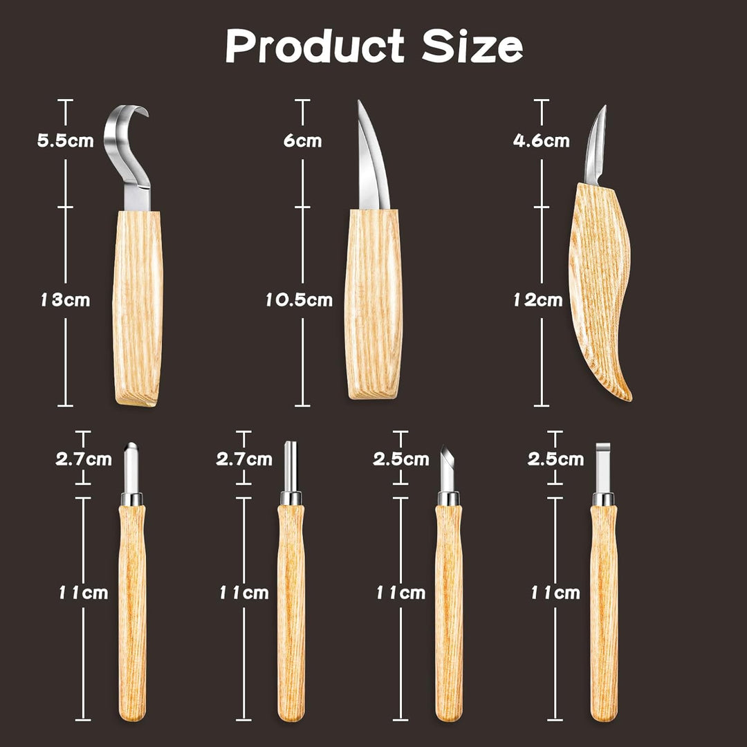 HOMCA Holz Schnitzwerkzeug Set, 23 in 1 Schnitzset mit 7 Schnitzmesser fĂŒr Kinder&Erwachsene, Holzwe