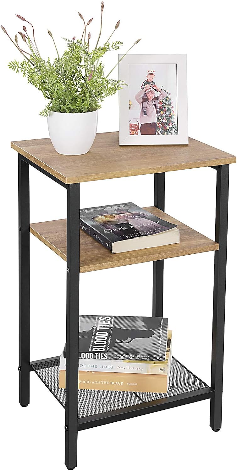 VASAGLE Beistelltisch, Nachttisch, Kleiner Sofatisch, Schlafzimmer, Wohnzimmer, einfacher Aufbau, st