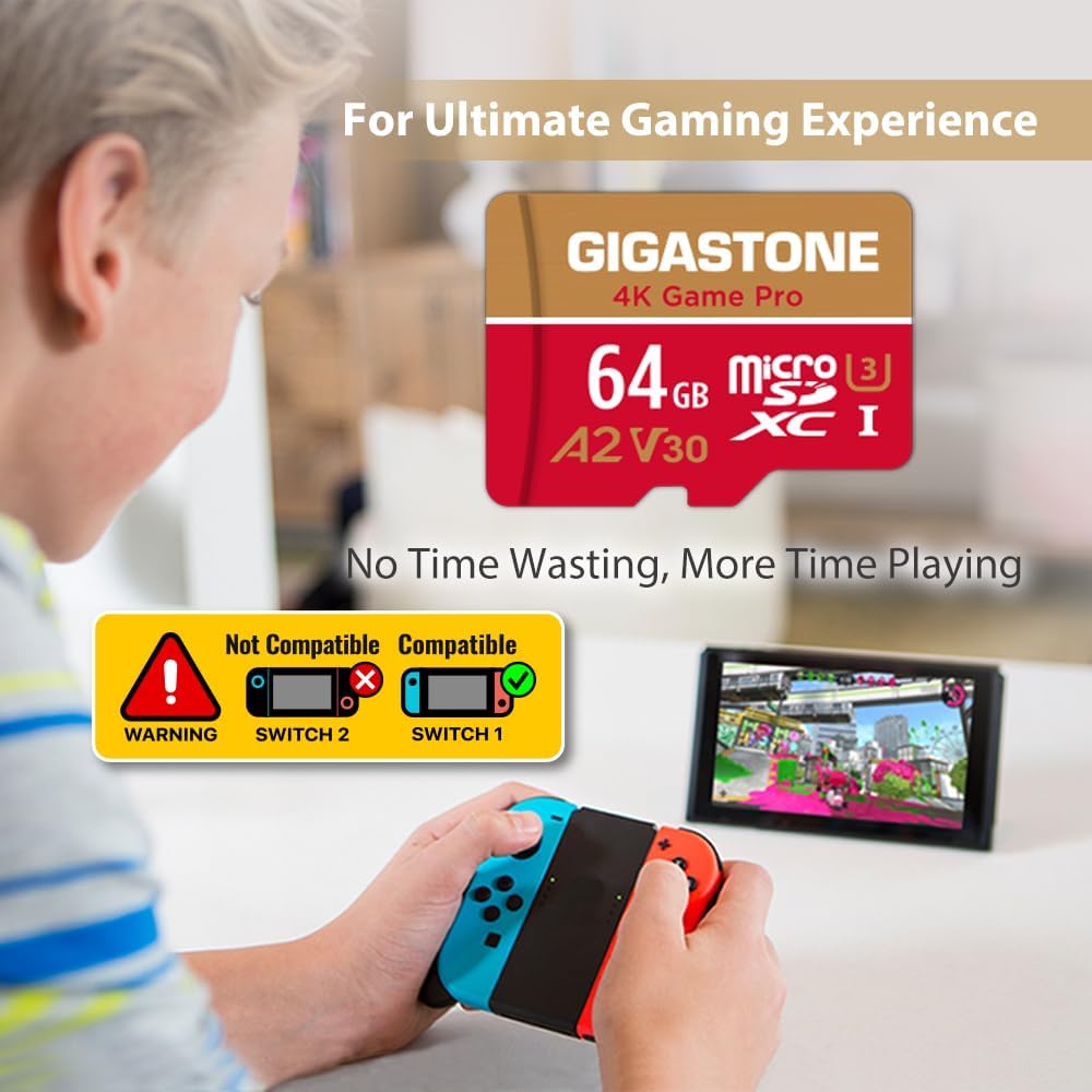 Gigastone 4K Game Pro 64GB MicroSDXC Speicherkarte 5er-Pack und SD-Adapter mit A2 App-Leistung bis z