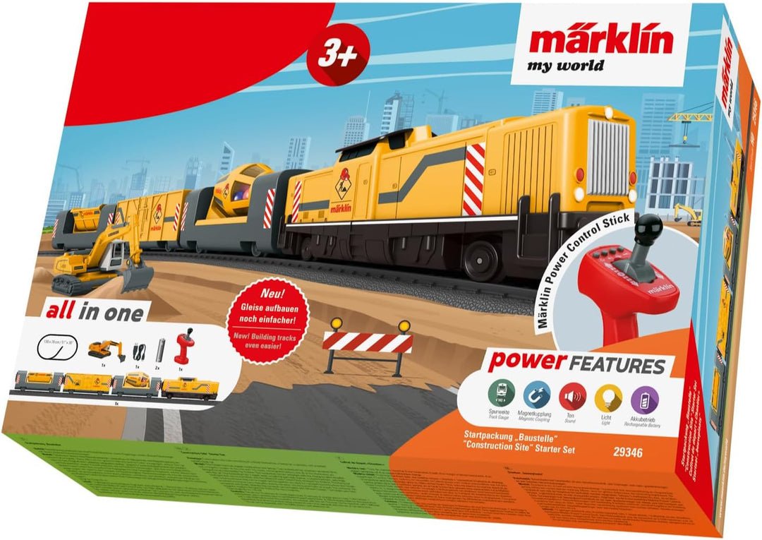 Märklin My World Spielzeugeisenbahn Startpackung Baustelle 29346 - Elektrischer Zug 48 cm mit Fernst