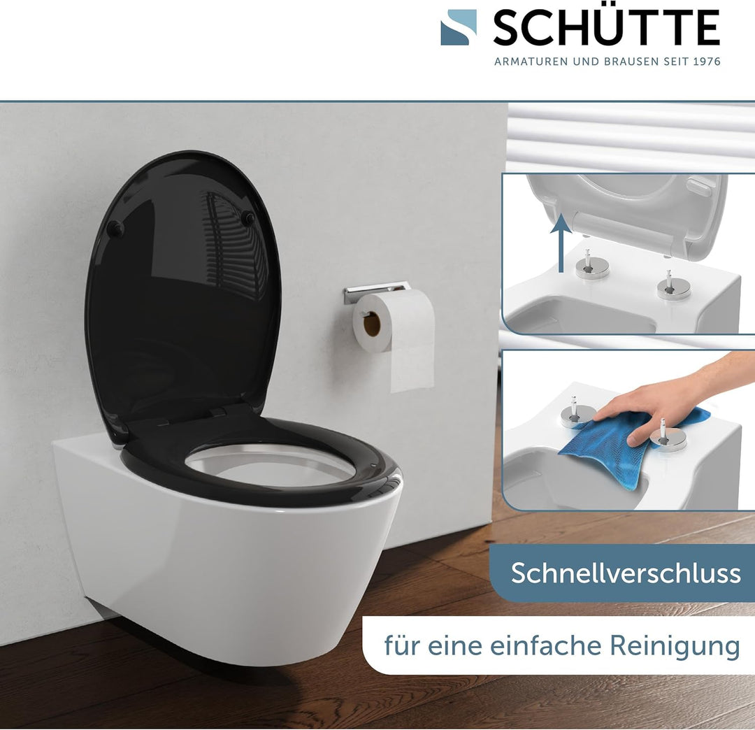 SCHÜTTE WC-Sitz mit Absenkautomatik | Abnehmbarer Klodeckel aus bruchsicherem Duroplast | Innovative