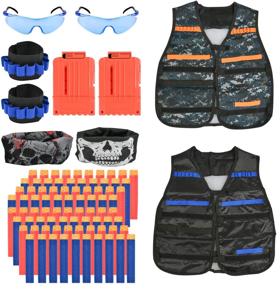 TIMESETL 2Set Taktische Weste Jacke Kit für Kinder, Nerf N-Strike Elite Set, 2 Battel Weste, Nerf Zu