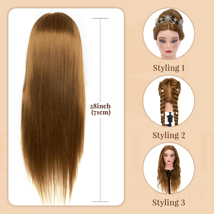 Neverland Beauty 71 cm Trainingskopf mit 60% Echthaar, Friseur-Mannequin-Kopf, Kosmetologie-Puppenko