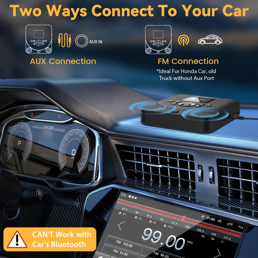 CD Player Tragbar mit TFT Display, 2024 MONODEAL Tragbarer CD Player Bluetooth, Wiederaufladbar CD P