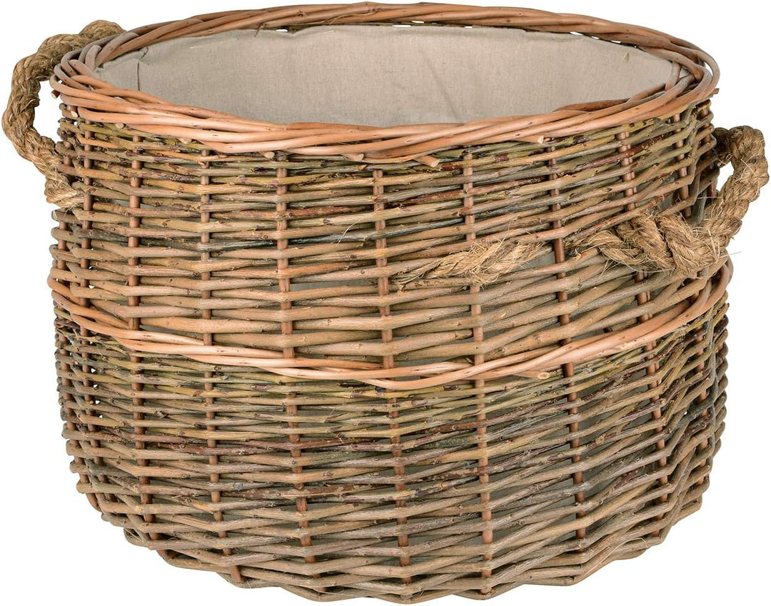 Hochwertiger Korb aus Weide/Kaminholzkorb für Ihr Kaminholz, Wäschekorb oder Dekoration Ø 40