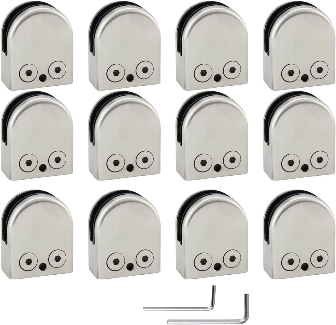 (Verbesserte Version) 12 x Edelstahl Stainless Steel 304 Klemmhalter Glasklemme Glasklemmhalter Glas