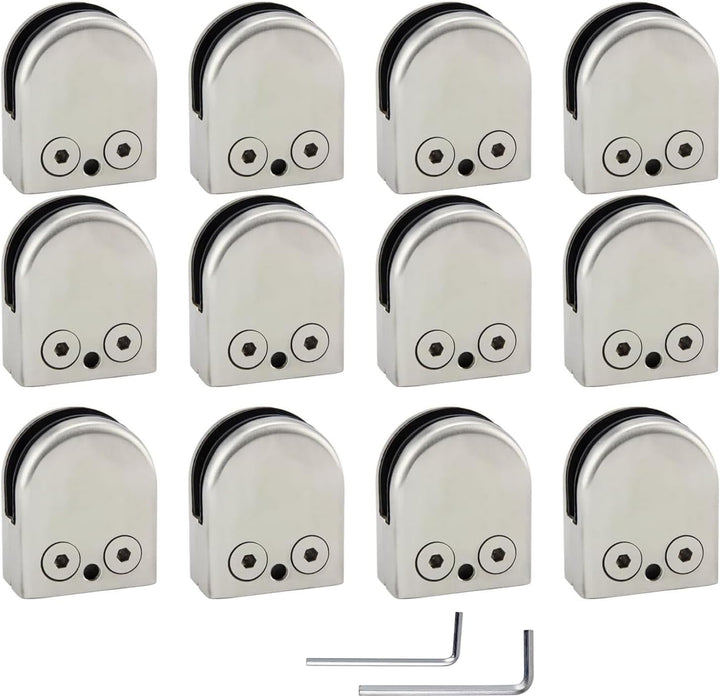 (Verbesserte Version) 12 x Edelstahl Stainless Steel 304 Klemmhalter Glasklemme Glasklemmhalter Glas