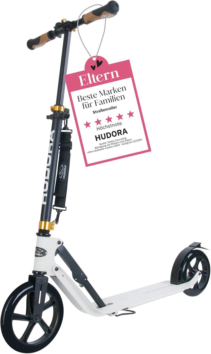 HUDORA BigWheel Style 230 Scooter I Stabiler Aluminium-Roller mit grosser Trittfläche I Höhenverstel