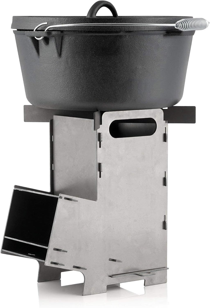 BBQ-Toro Raketenofen Rakete #5 | Rocket Stove Stecksystem aus massivem 2-mm-dickem Stahl | Ofen zum