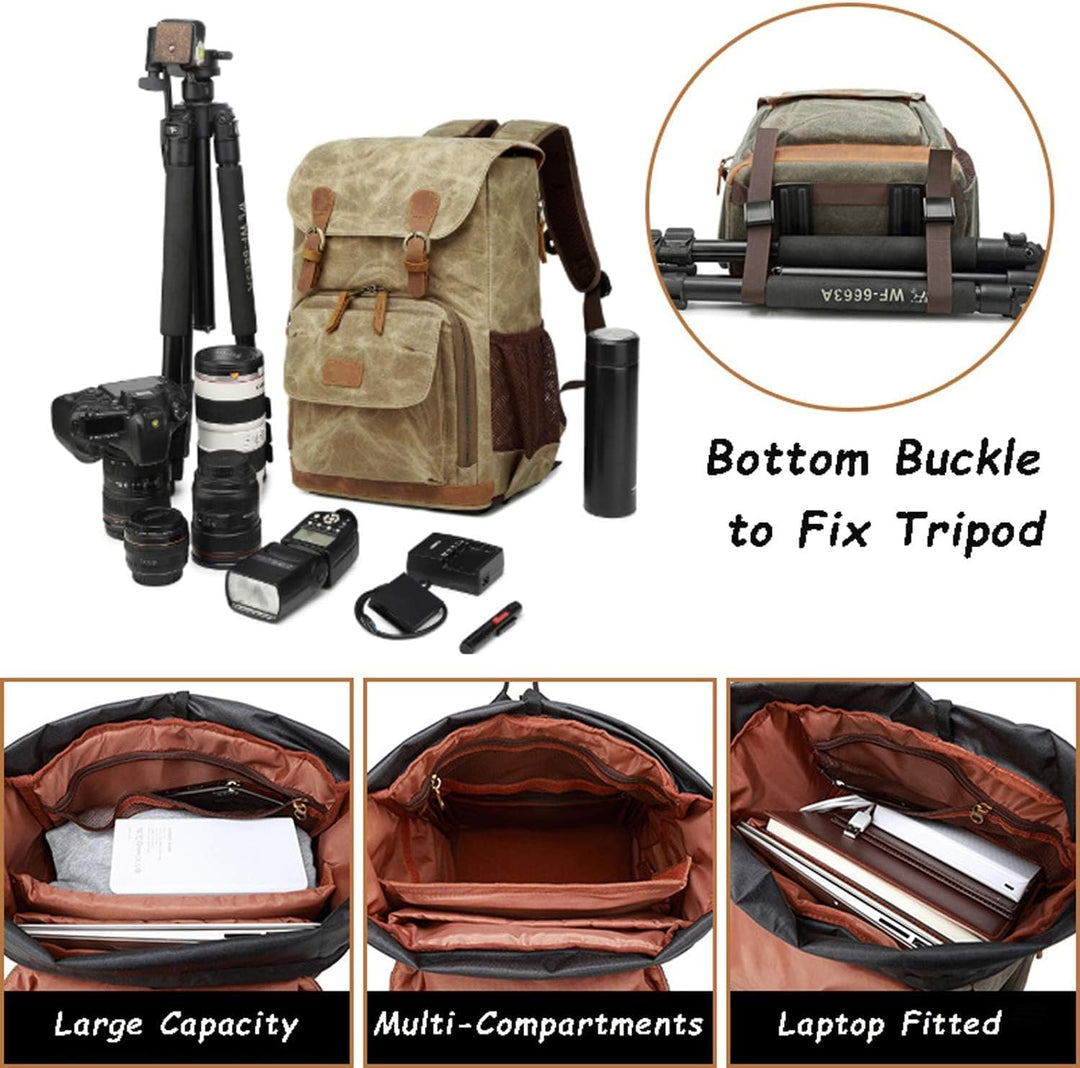 UBAYMAX Kamerarucksack mit Laptopfach,Spektiv DSLR Rucksack,Camera Backpack Canvas,Fotorucksack Vint