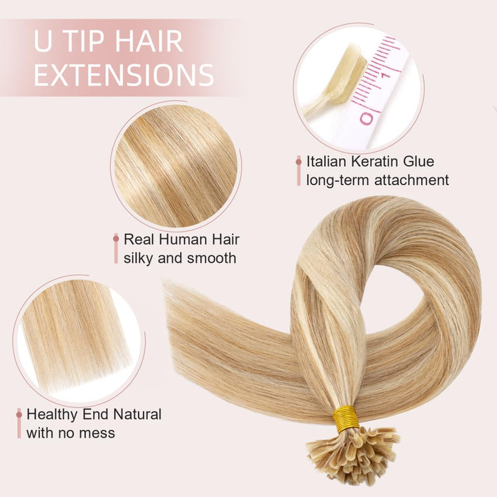 Silk-co Haarteile Echthaar Bonding Extensions Echthaar 1g Keratin U Tip Haarverlängerung Glatt Weich