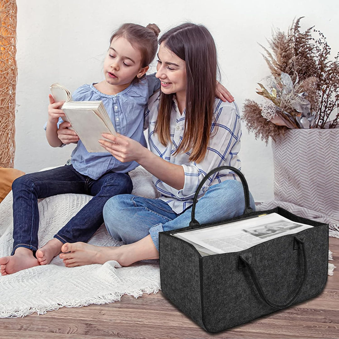 NAIZY Filztaschen 4 Stück Kaminholztasche Filz, Faltbar Gross Kaminholzkorb Filztasche Shopper für H