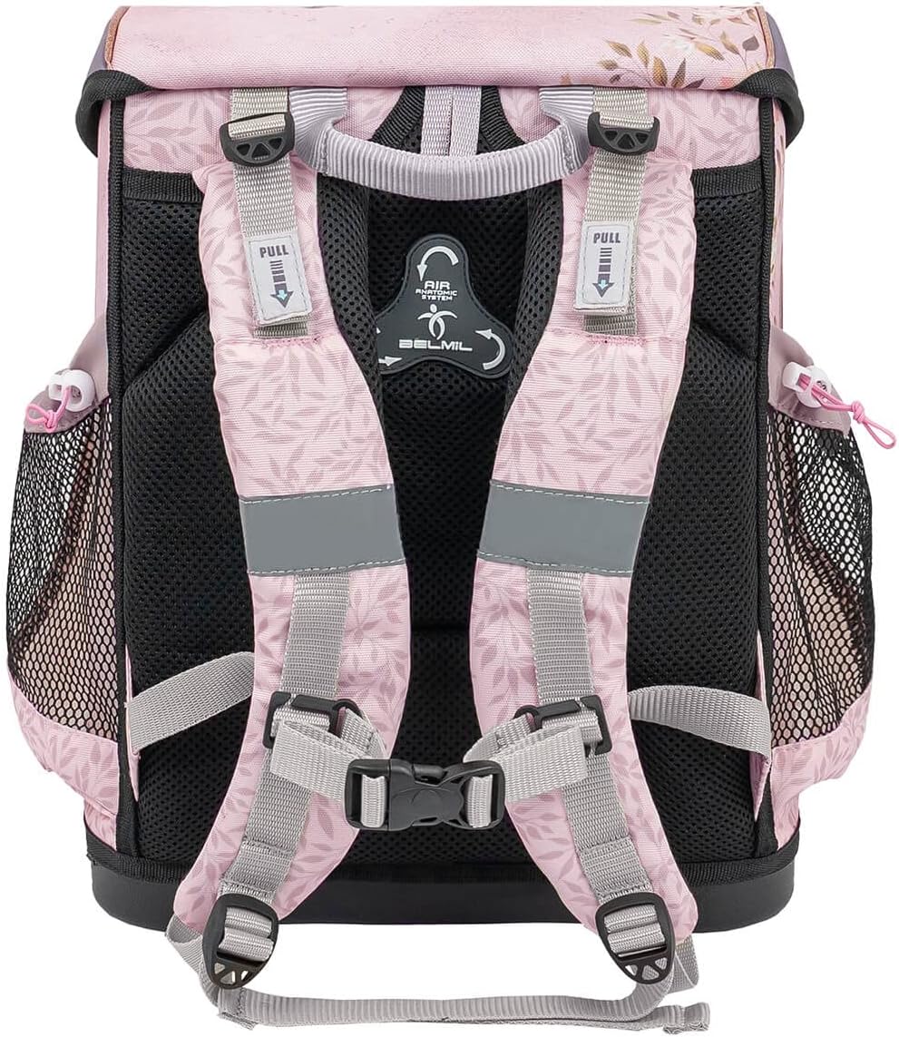 Belmil ergonomischer Schulranzen Set 4 -teilig für Mädchen 1, 2 Klasse Grundschule/Super Leicht 800-