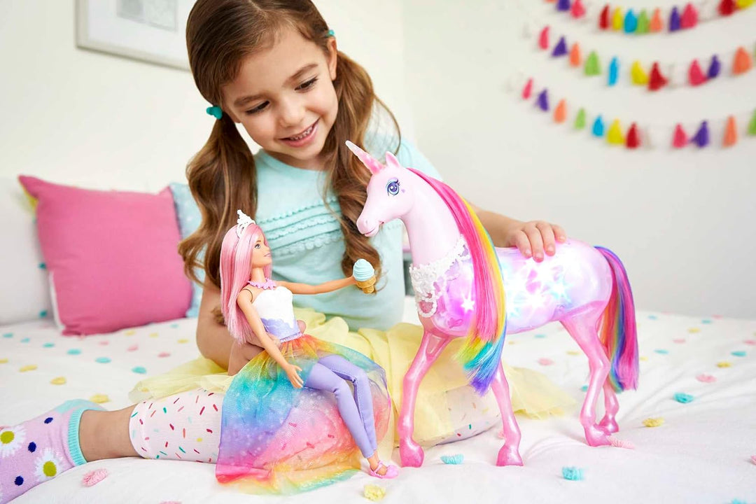 Barbie Dreamtopia Einhorn-Puppe, Barbie Dreamtopia Rainbow Magic Light Einhorn mit 25+ Licht, inkl.