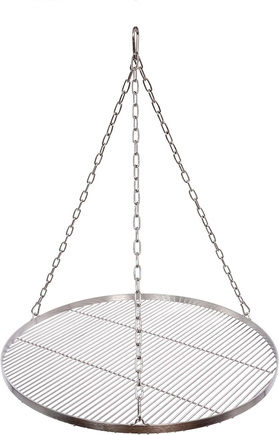 Grillrost Ø 60 cm mit Kette Edelstahl 4 mm Grillstabdicke Stababstand 10 mm für Schwenkgrill BBQ Dre