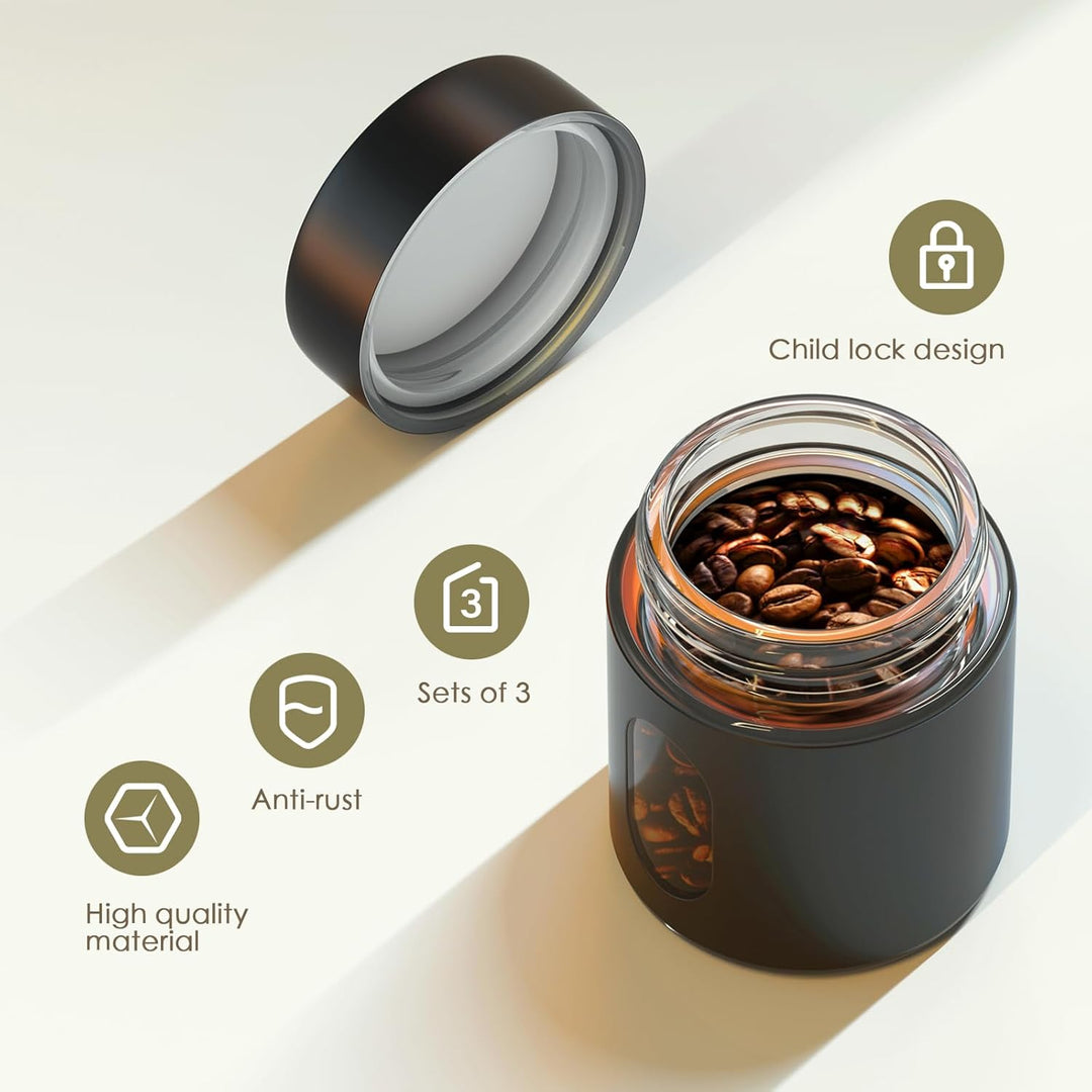 Enfmay Kaffeedose Luftdicht, Glas Vorratsdose, Kaffeedose für Tee Nüsse Kakao mit Transparentem Fens