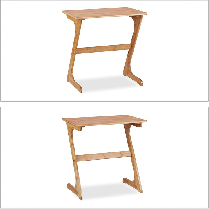 Relaxdays Laptoptisch Bambus, HBT: 60 x 60 x 40 cm, Beistelltisch Notebook & Tablet, Kaffeetisch für