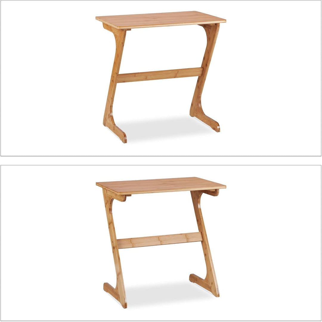 Relaxdays Laptoptisch Bambus, HBT: 60 x 60 x 40 cm, Beistelltisch Notebook & Tablet, Kaffeetisch für