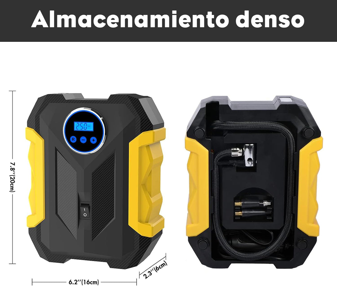 CARSUN Luftpumpe Auto,12V Mobiler Kompressor Auto,150PSI Autoreifen Pumpe mit Reifendruckmesser und
