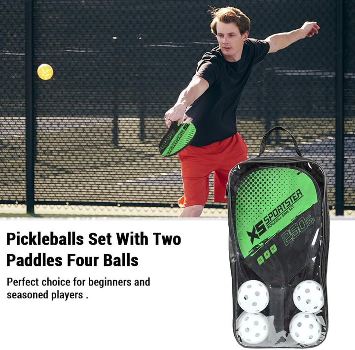 Lixada Pickleball Paddelschläger, 4 Pickleball Bälle mit 2 Paddeln, Indoor & Outdoor Pickleball Padd