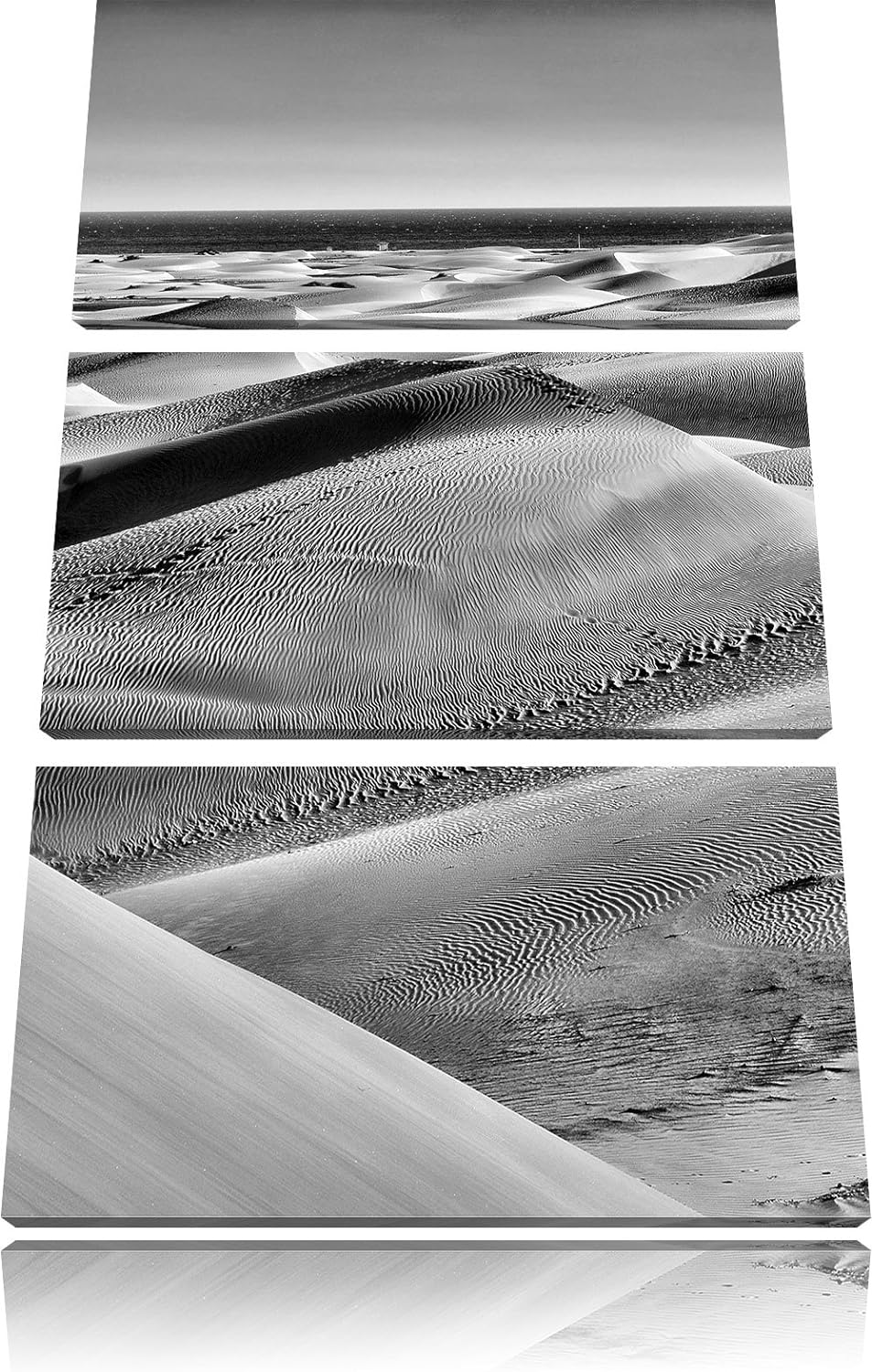 Pixxprint Wüste am Meer als Leinwandbild/Grösse: 3 Teilig (120x80) cm/Wandbild/Kunstdruck/fertig bes