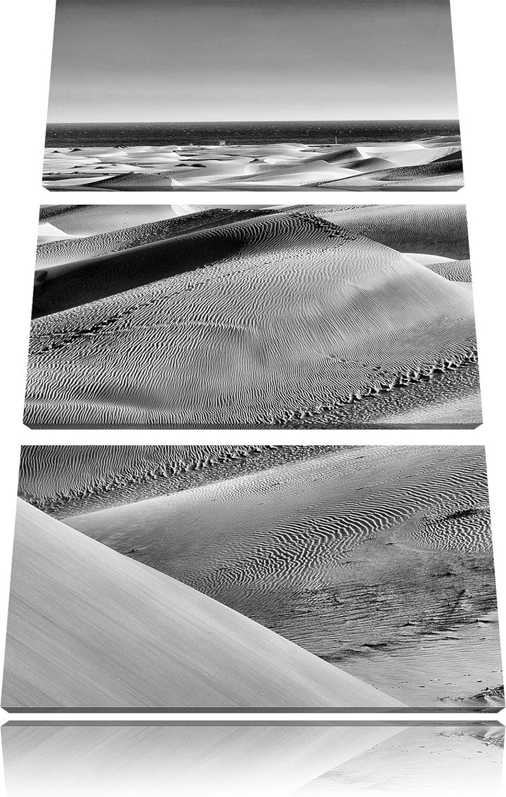 Pixxprint Wüste am Meer als Leinwandbild/Grösse: 3 Teilig (120x80) cm/Wandbild/Kunstdruck/fertig bes