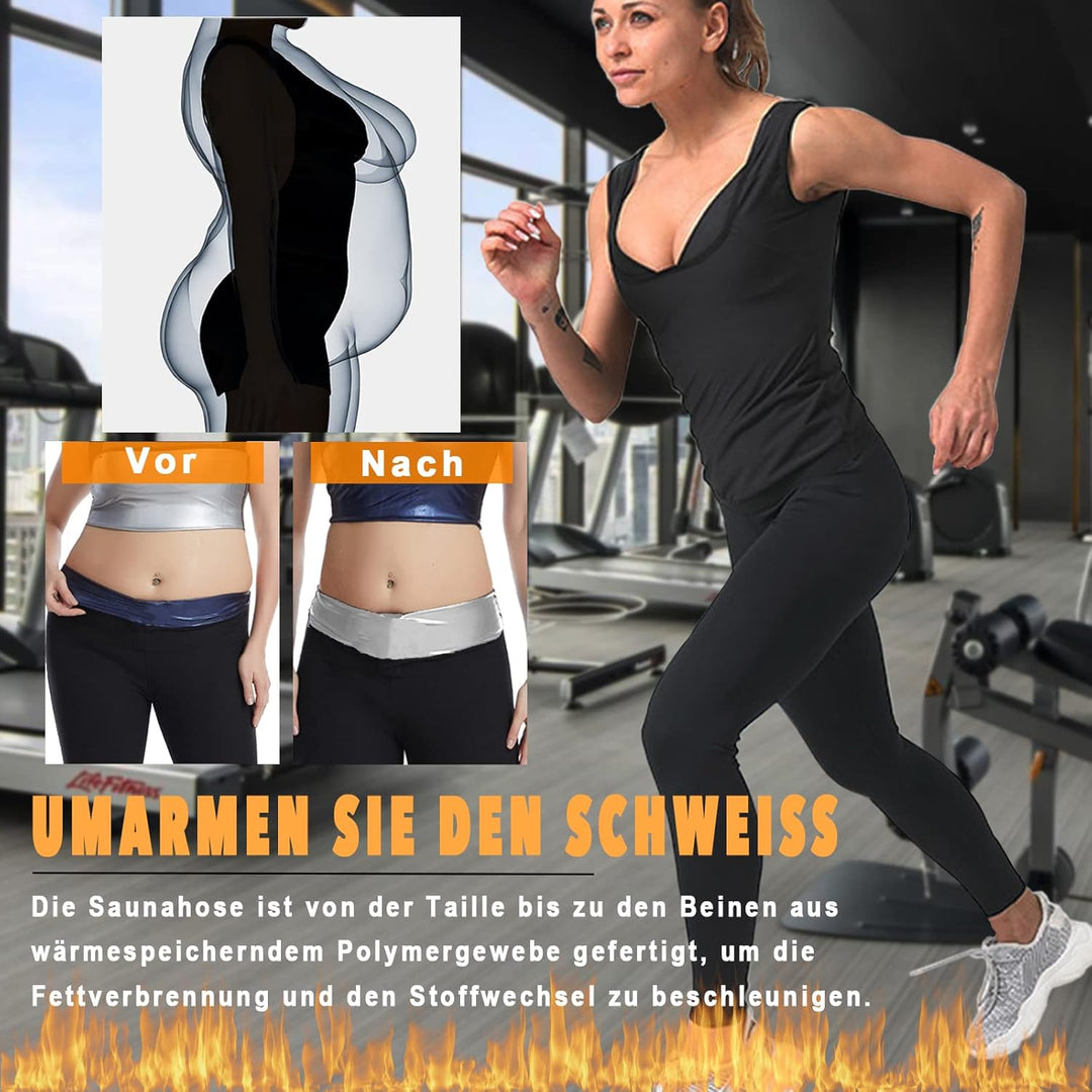 Merlvida Schwitzhose zum Abnehmen Sauna Hose Damen Hot Thermo Sweat Jogginghose Schwitz Leggings Dam