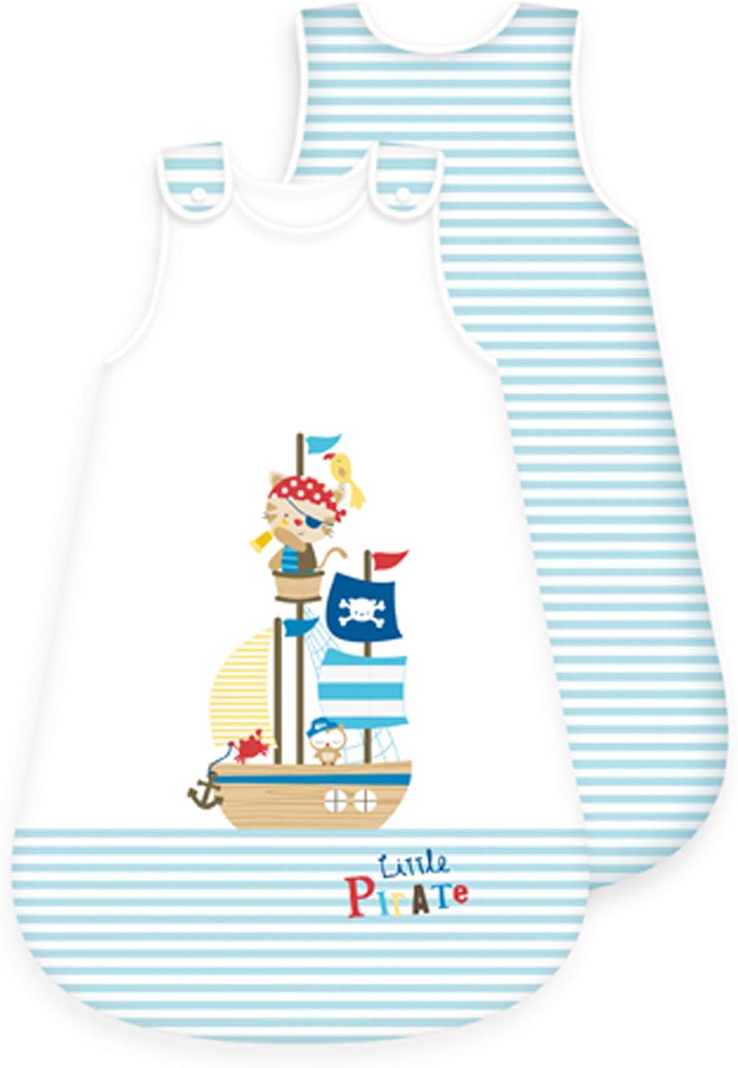 Arle-Living Piraten Baby Schlafsack - ganzjährig - umlaufender Reissverschluss (70 cm), 70 cm