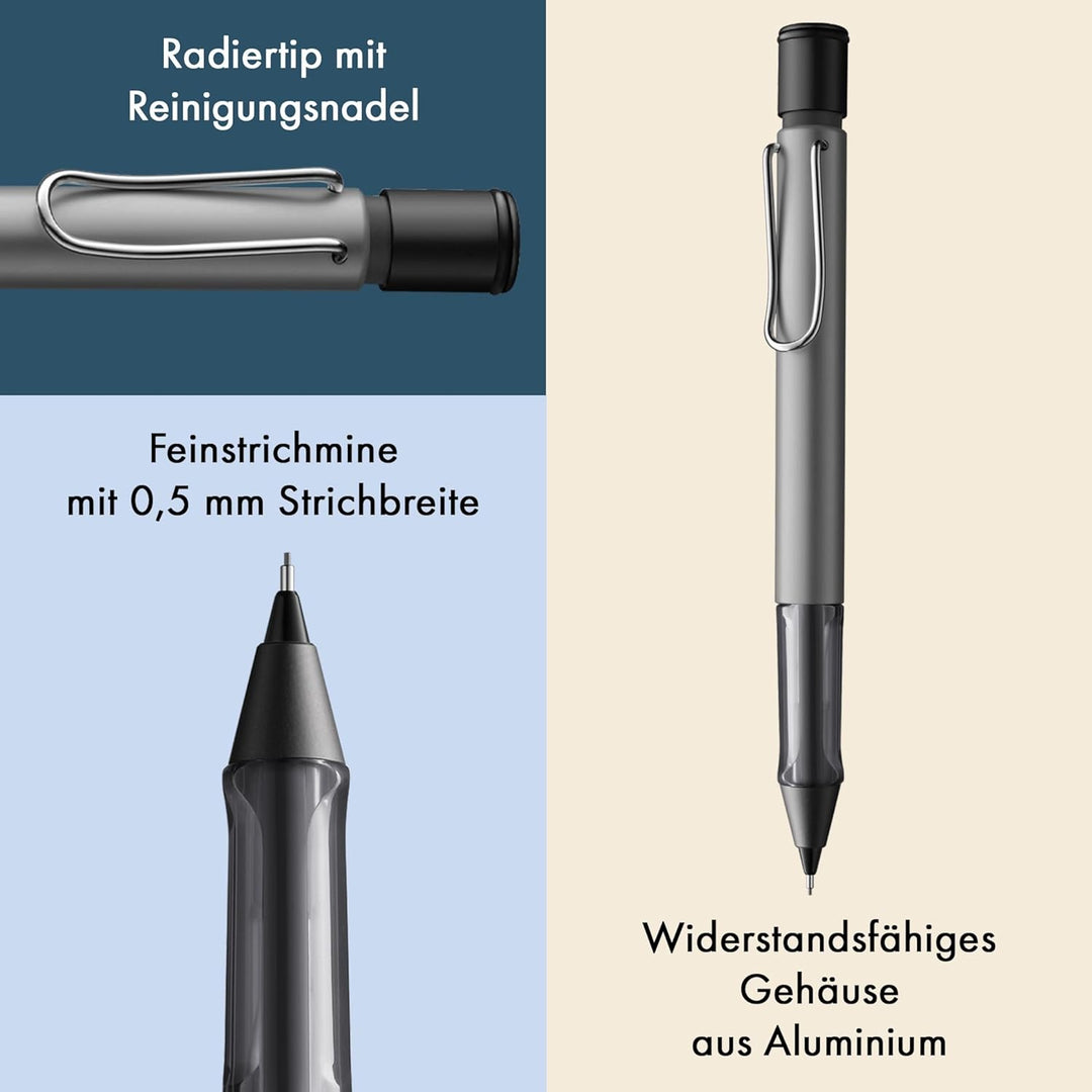 LAMY AL-star leichter Druckbleistift 126 aus Aluminium in graphite mit transparentem Griffstück und