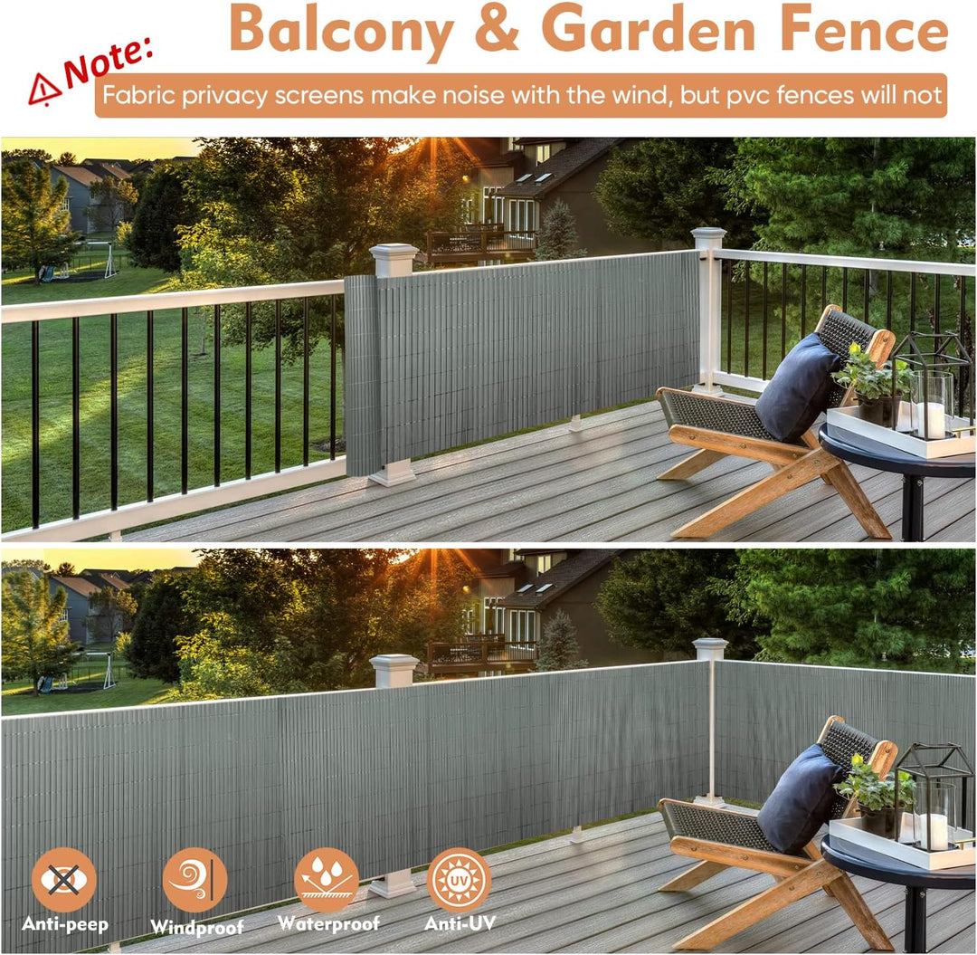 Sekey PVC Sichtschutzmatte 80x300m Doppelte Verstärkung Innen, Balkon Sichtschutz mit Kabelbindern,