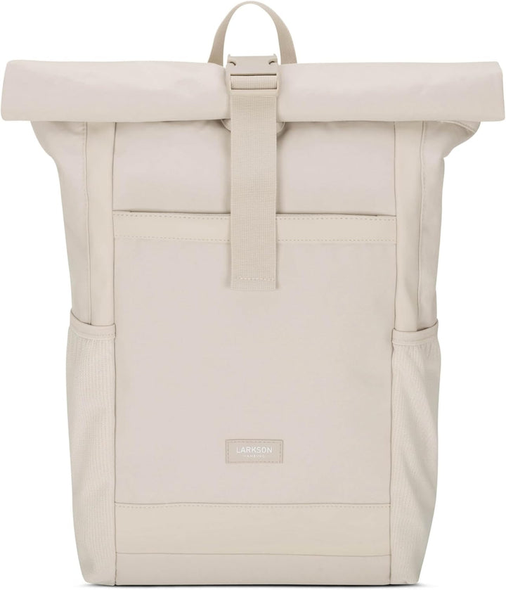 LARKSON Rolltop Rucksack Damen Gross Beige - No 2 - Daypack für Schule, Uni, Fahrrad - 16 Zoll Lapto
