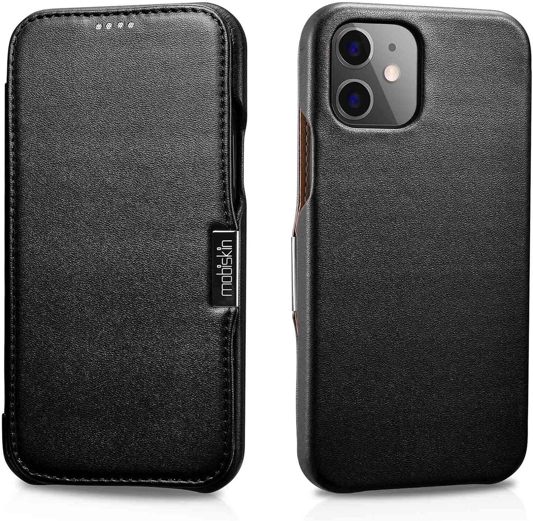 Mobiskin Hülle kompatibel mit Apple iPhone 12 Mini (5,4 Zoll), Handyhülle mit echtem Leder, Case, Sc
