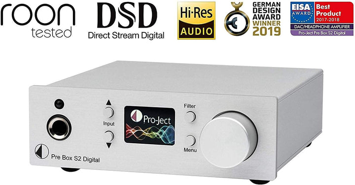 Pro-Ject Pre Box S2 Digital, Audiophiler Stereo Vorverstärker (Silber), Silber
