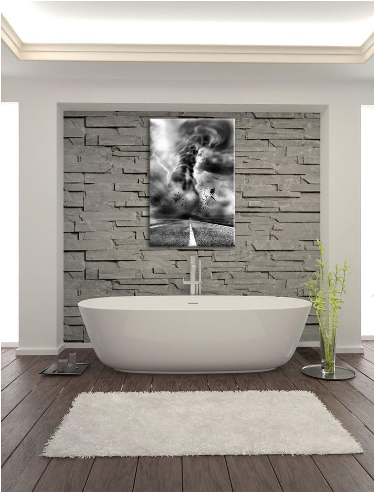 Pixxprint Wirbelsturm auf Highway / 100x70cm Leinwandbild bespannt auf Holzrahmen/Wandbild Kunstdruc