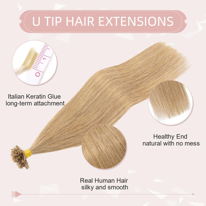 Silk-co Bonding Extensions Echthaar 1g U tip Extensions Haarteile Echthaar Glatt Weich Bonding Haarv