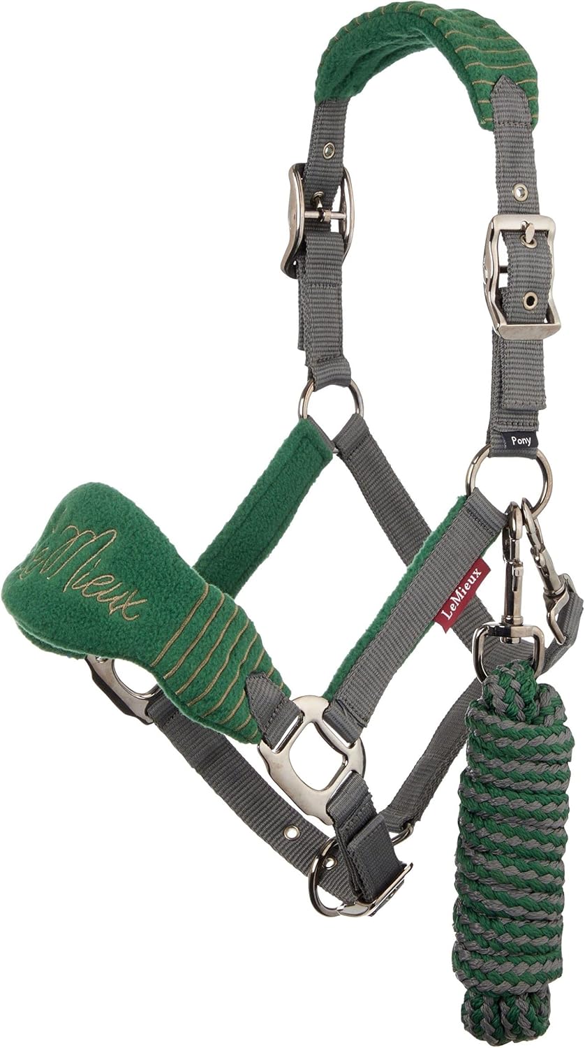 LeMieux Vogue Fleece Headcollar and Leadrope Halfter Volle Grösse schwarz / grau, Volle Grösse schwa