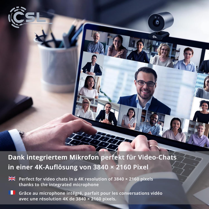 Windows Hello Kamera - CSL Hello DX6 Webcam, Infrarot-Tiefenkamera, 3840x2160@30Hz, integriertes Mik