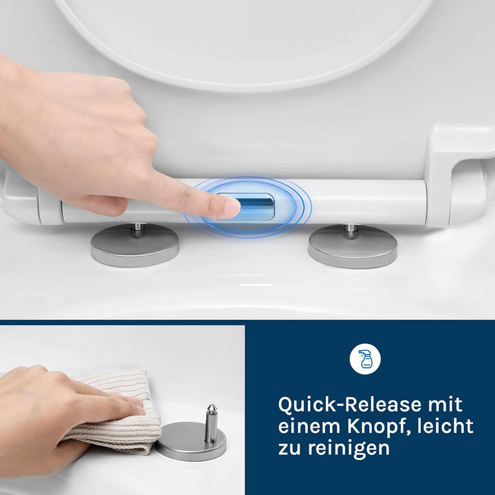 WOLTU Toilettendeckel, WC-Sitz mit Absenkautomatik, Klobrille Klodeckel mit Schnellverschluss, Toile