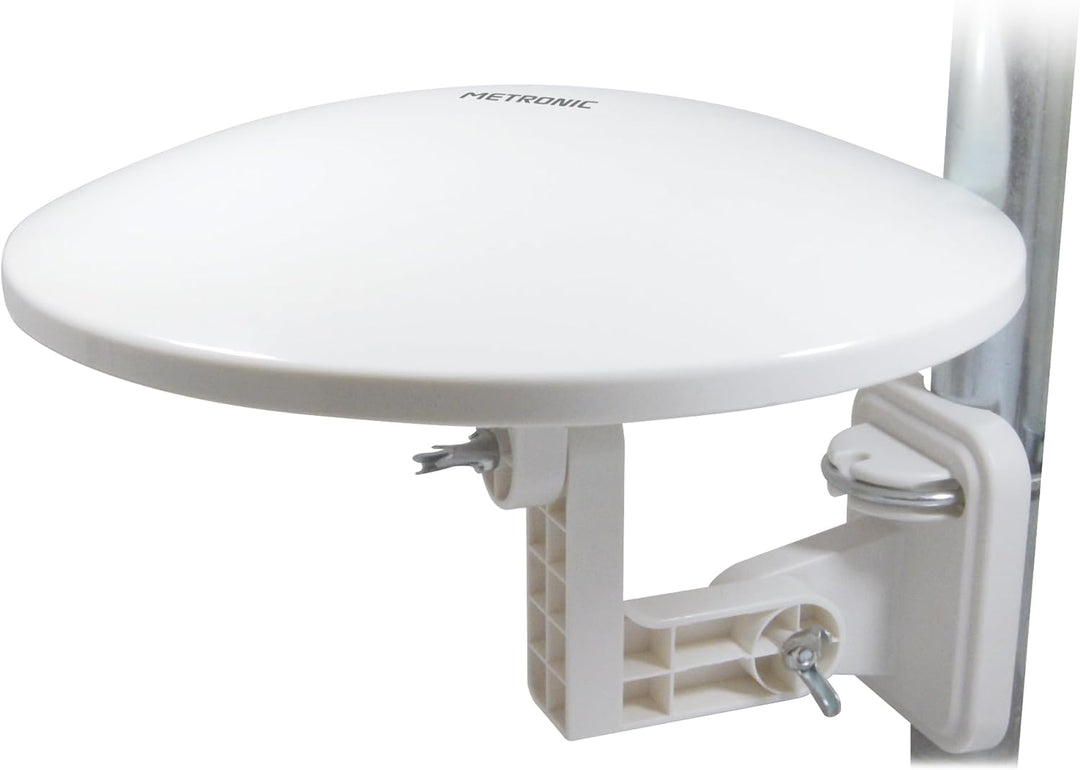 Metronic 427017 Ausrichtbare Antenne mit F.Stecker, 36 dB Weiss Omnidirektionale Antenne, verstärkt,