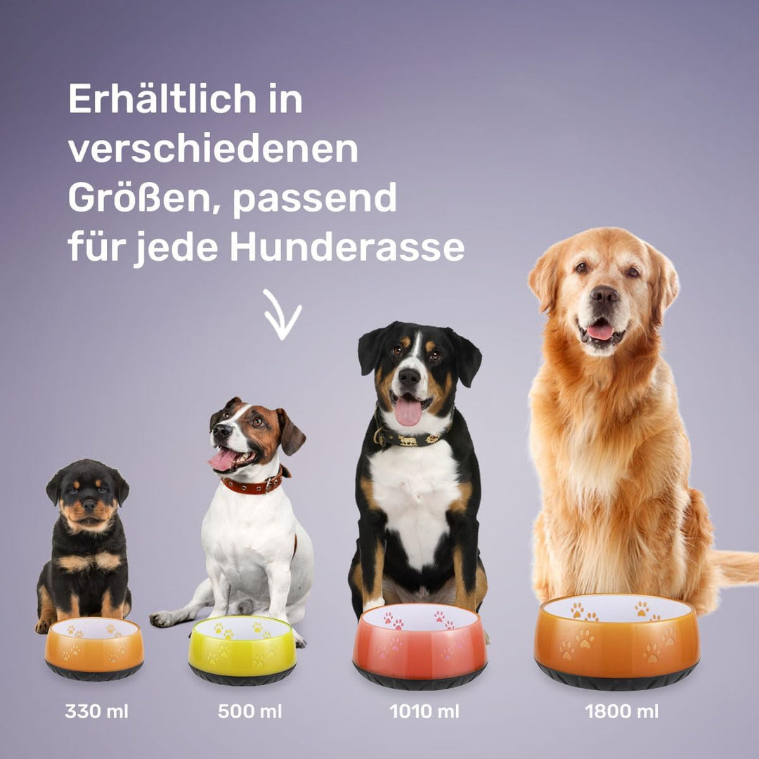 EHASO Hundenapf mit Pfötchen - Futter- und Trinknapf für kleine und grosse Hunde, unifarben (Grapefr