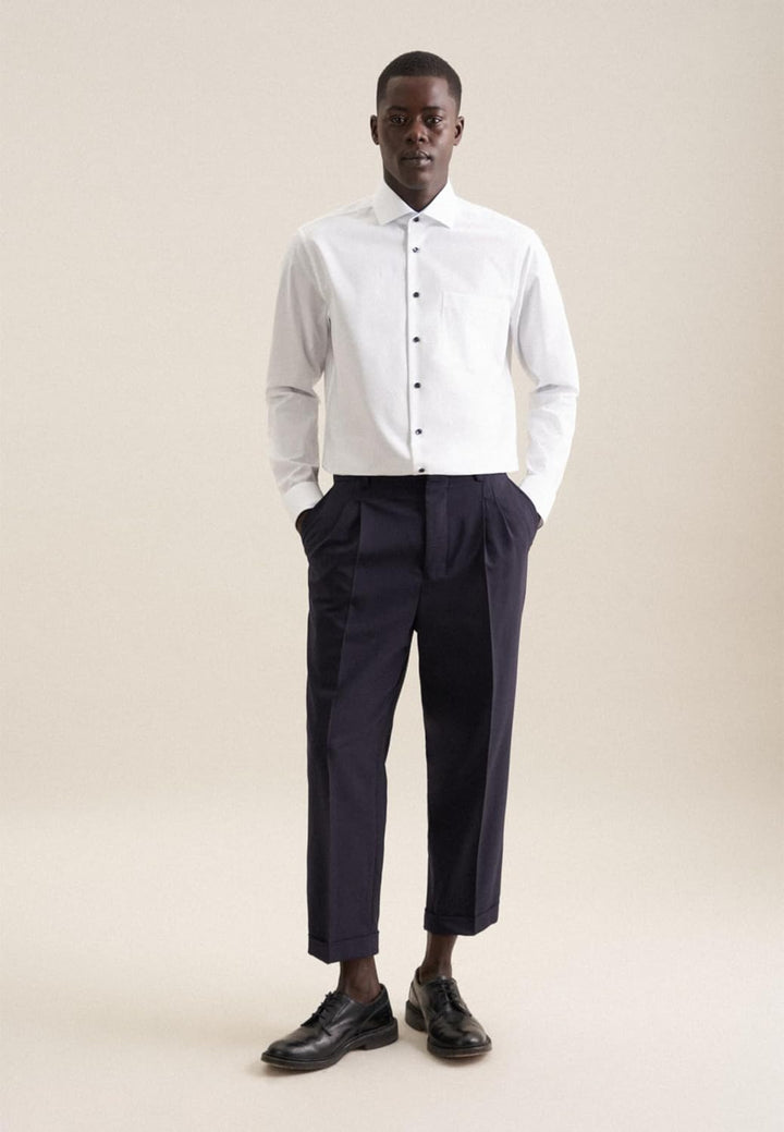 Seidensticker Herren Regular Fit Langarm Popeline Hemd, weiss, 40