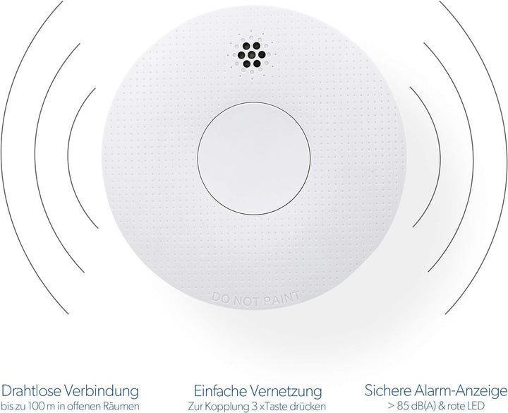 UNITEC Rauchwarnmelder mit Funkfunktion | 85 db | bis zu 40 Melder miteinander verbinden | Q-Label |