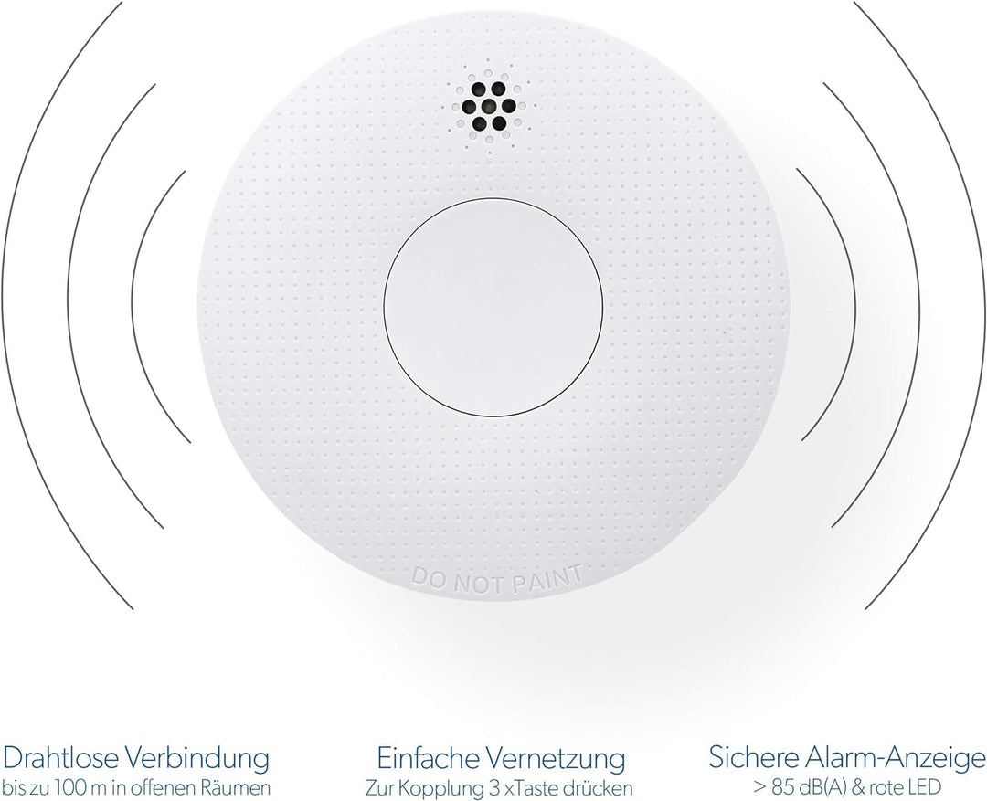 UNITEC Rauchwarnmelder mit Funkfunktion | 85 db | bis zu 40 Melder miteinander verbinden | Q-Label |
